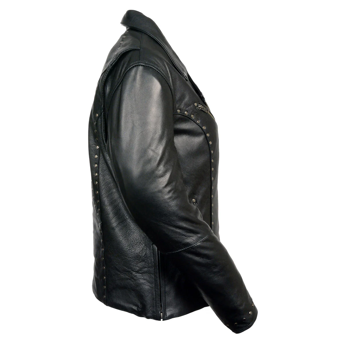 Milwaukee Leather ML1948 Women's Classic Riveted Motorcycle Black Leather Jacket 4 Milwaukee Leather ML1948 Women's Classic Riveted Motorcycle Black Leather Jacket