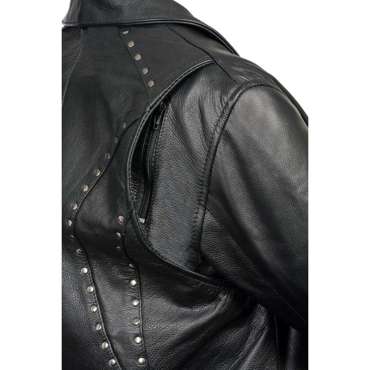 Milwaukee Leather ML1948 Women's Classic Riveted Motorcycle Black Leather Jacket 5 Milwaukee Leather ML1948 Women's Classic Riveted Motorcycle Black Leather Jacket