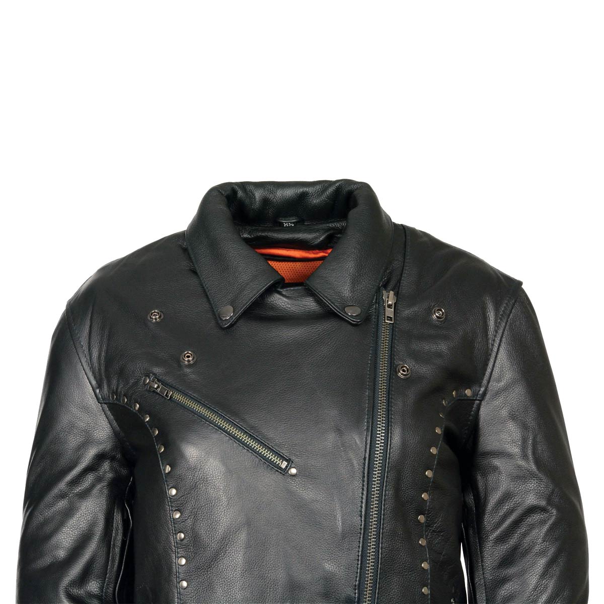 Milwaukee Leather ML1948 Women's Classic Riveted Motorcycle Black Leather Jacket 6 Milwaukee Leather ML1948 Women's Classic Riveted Motorcycle Black Leather Jacket