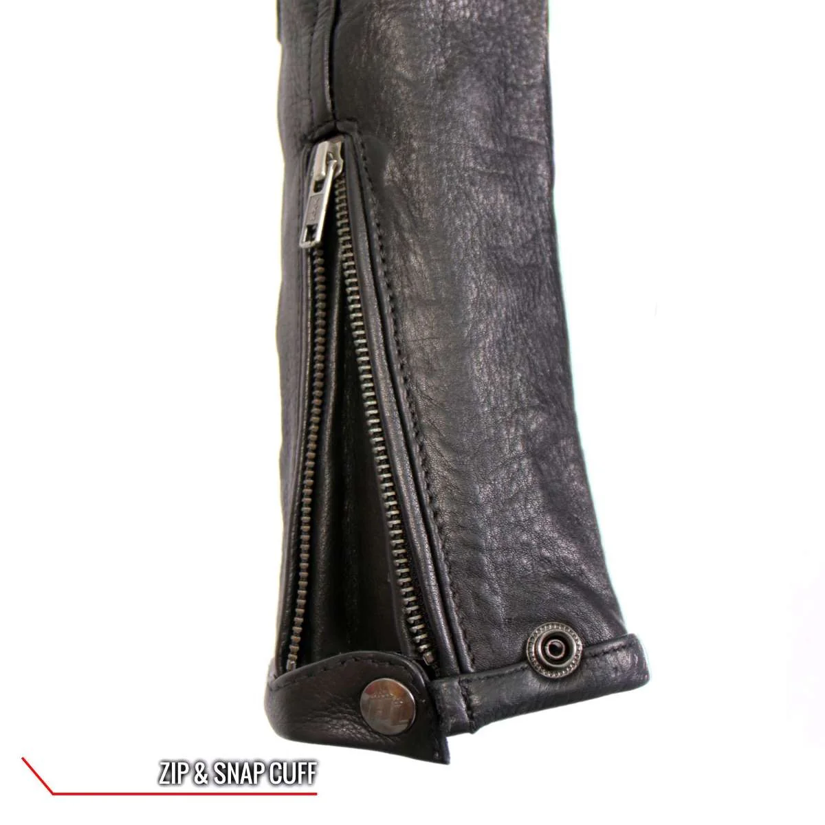 Hot Leathers JKL1034 Ladies Black Leather MC Jacket with Plaid Flannel Lining 12 Hot Leathers JKL1034 Ladies Black Leather MC Jacket with Plaid Flannel Lining
