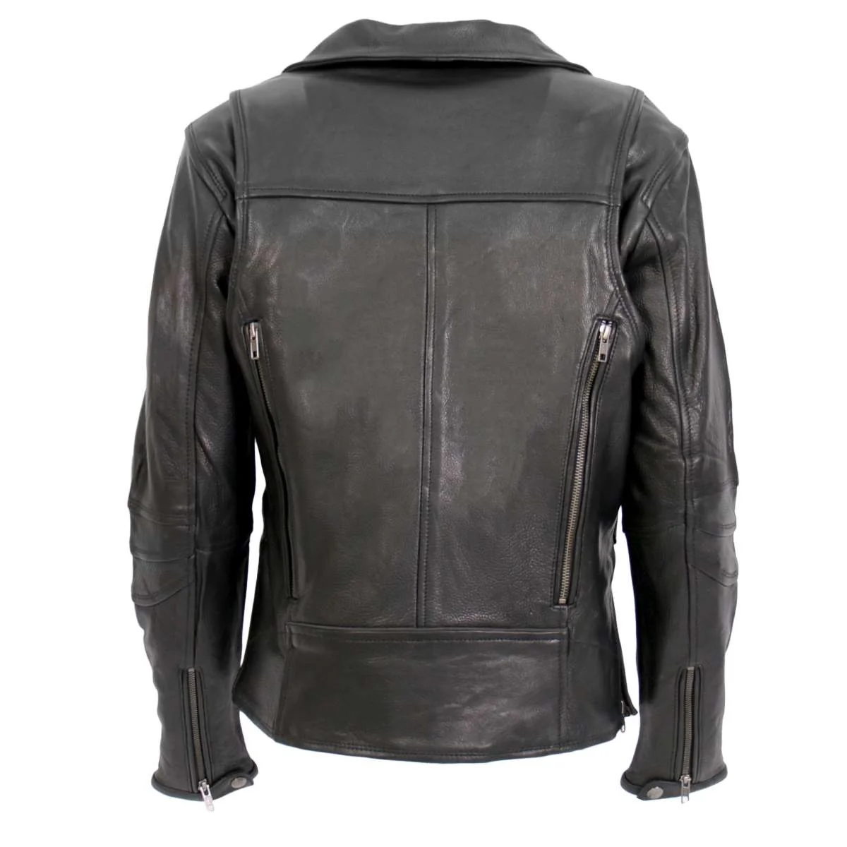 Hot Leathers JKL1034 Ladies Black Leather MC Jacket with Plaid Flannel Lining 3 Hot Leathers JKL1034 Ladies Black Leather MC Jacket with Plaid Flannel Lining