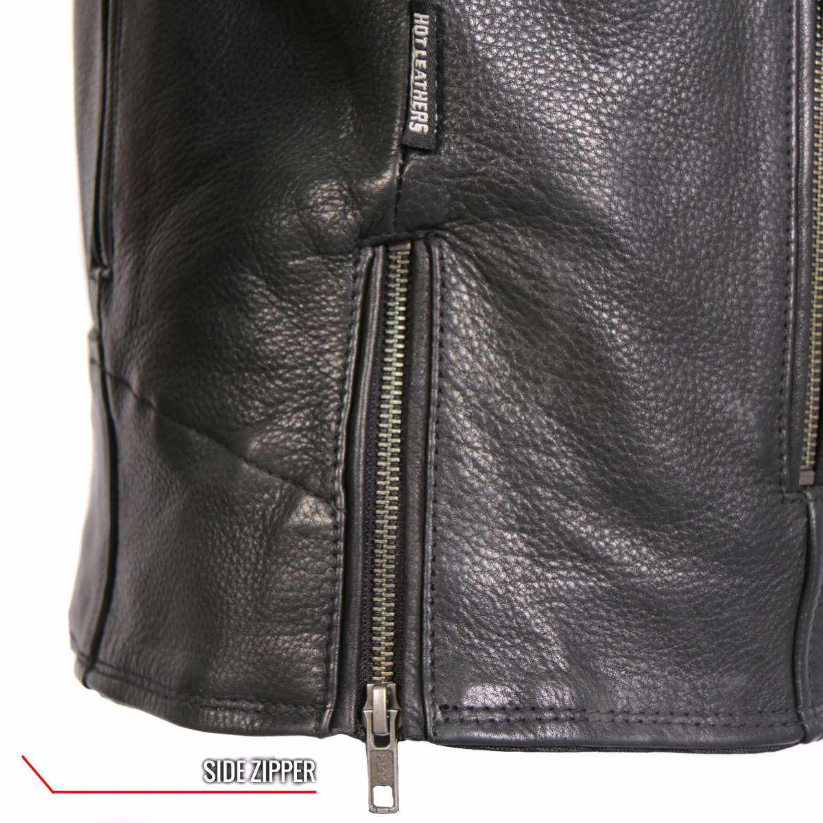 Hot Leathers JKL1034 Ladies Black Leather MC Jacket with Plaid Flannel Lining 7 Hot Leathers JKL1034 Ladies Black Leather MC Jacket with Plaid Flannel Lining