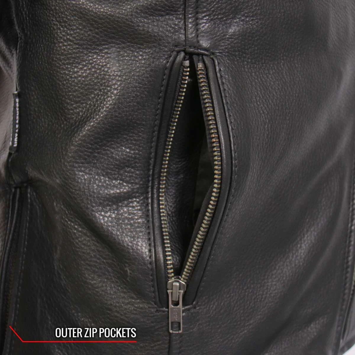 Hot Leathers JKL1034 Ladies Black Leather MC Jacket with Plaid Flannel Lining 9 Hot Leathers JKL1034 Ladies Black Leather MC Jacket with Plaid Flannel Lining