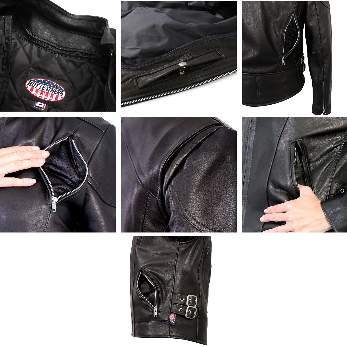 Hot Leathers JKL5001 USA Made Ladies Vented Black Leather Jacket 10 Hot Leathers JKL5001 USA Made Ladies Vented Black Leather Jacket