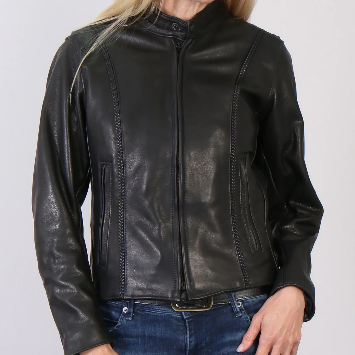Hot Leathers JKL5002 USA Made Ladies Clean Cut Black Leather Jacket 3 Hot Leathers JKL5002 USA Made Ladies Clean Cut Black Leather Jacket