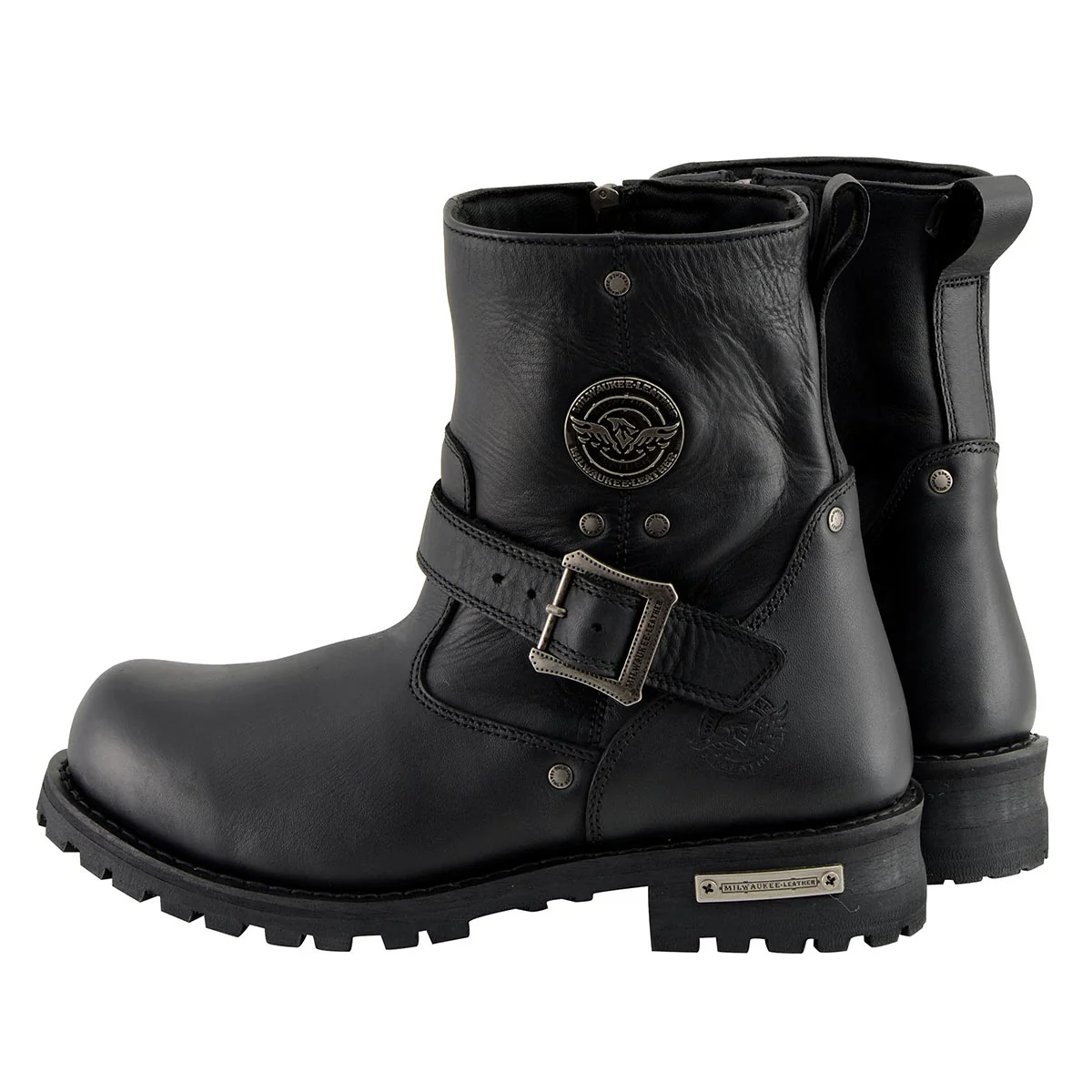 Milwaukee Leather Men's Black Leather Wide Width 6-inch Classic Engineer Motorcycle Boots w/ Side Zipper MBM9040W 7 Milwaukee Leather Men's Black Leather Wide Width 6-inch Classic Engineer Motorcycle Boots w/ Side Zipper MBM9040W