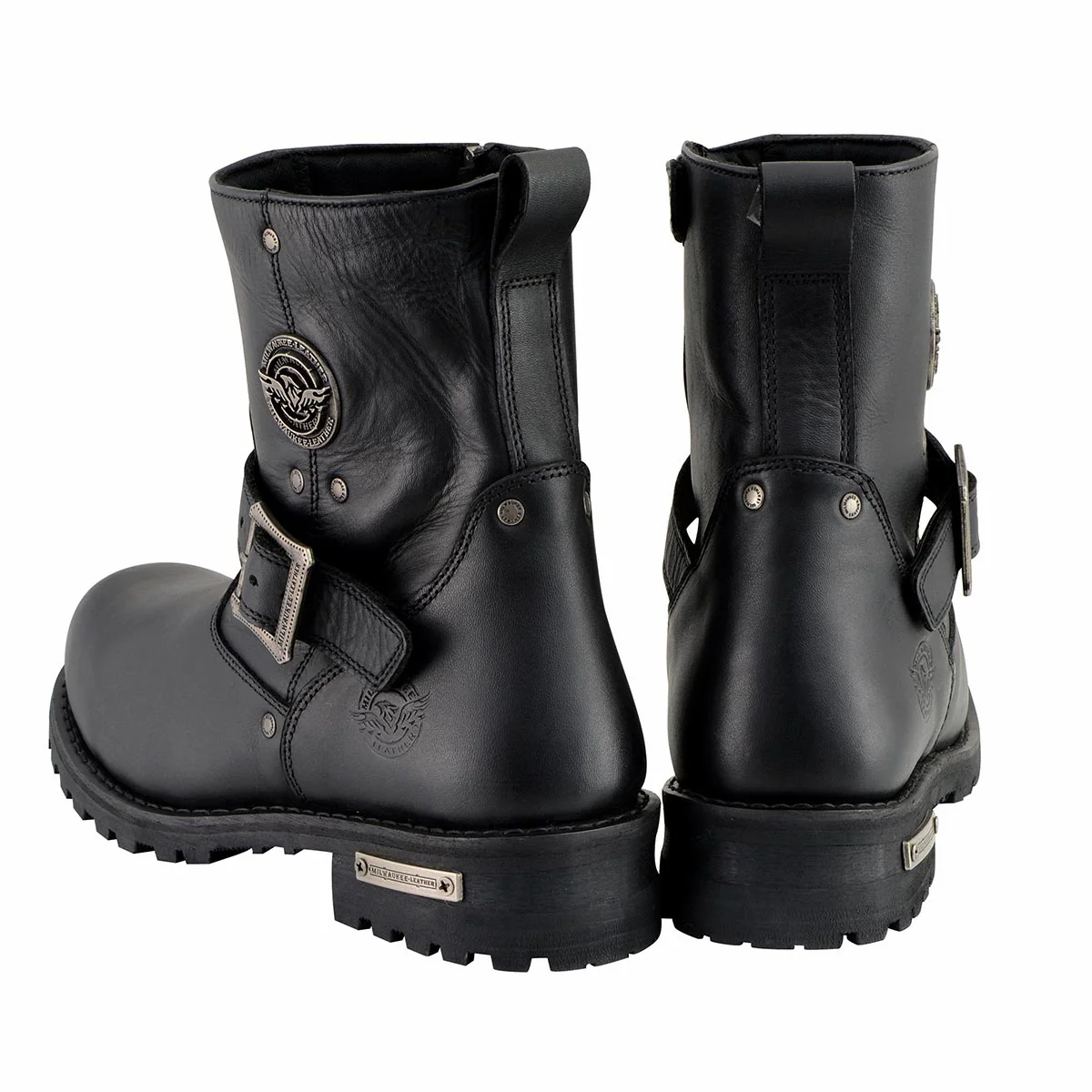 Milwaukee Leather Men's Black Leather Wide Width 6-inch Classic Engineer Motorcycle Boots w/ Side Zipper MBM9040W 8 Milwaukee Leather Men's Black Leather Wide Width 6-inch Classic Engineer Motorcycle Boots w/ Side Zipper MBM9040W