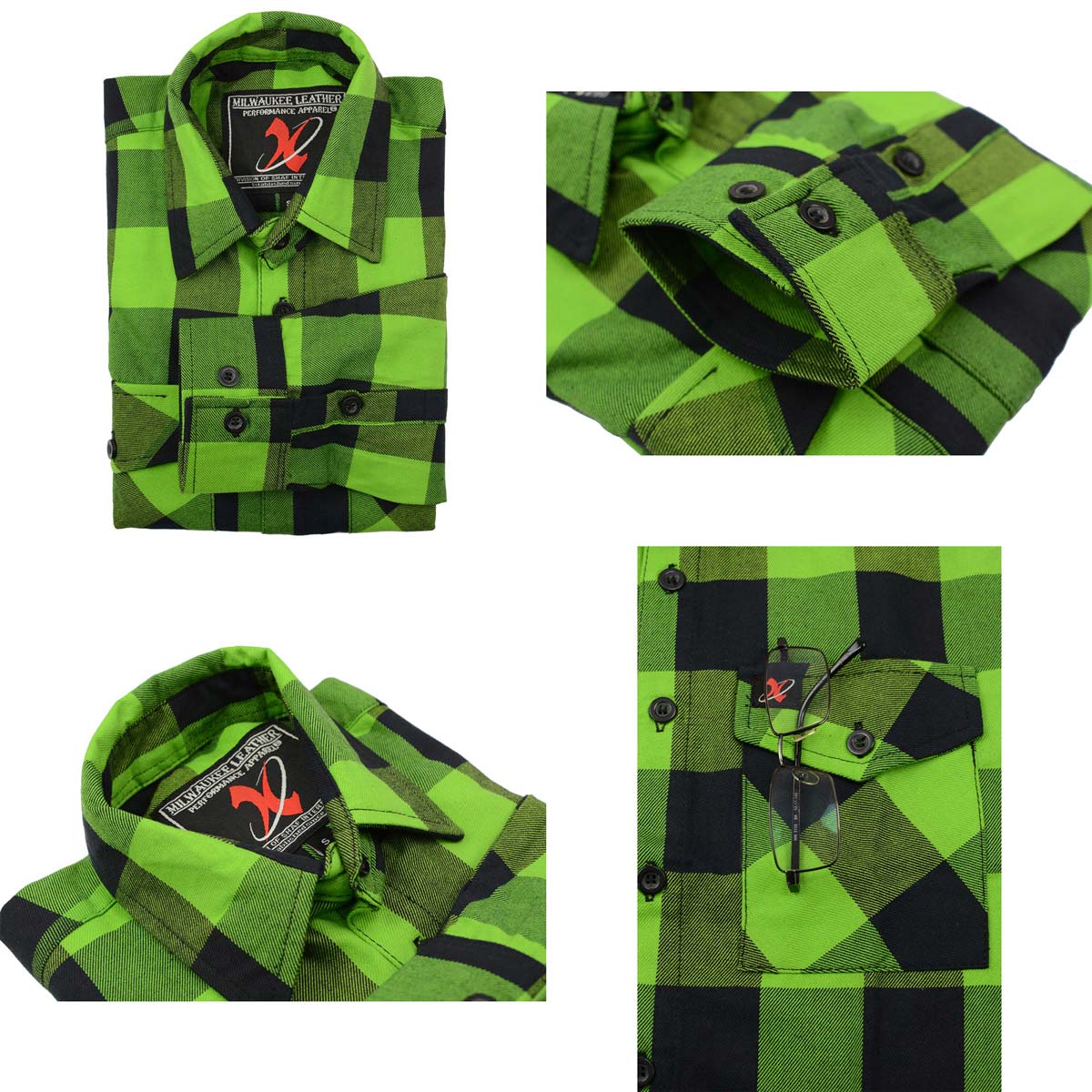 Milwaukee Leather Men’s Plaid Flannel Long Sleeve Shirt with Chest Pockets 8 Milwaukee Leather Men’s Plaid Flannel Long Sleeve Shirt with Chest Pockets