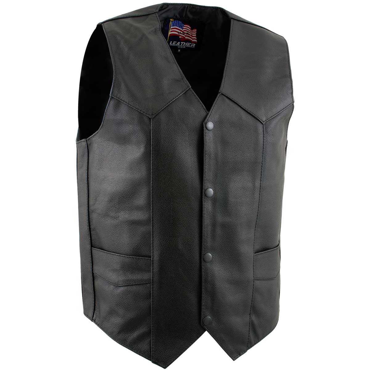 USA Leather 1201 Men's Black 'Club Style' Classic Original Leather Vest 7 USA Leather 1201 Men's Black 'Club Style' Classic Original Leather Vest