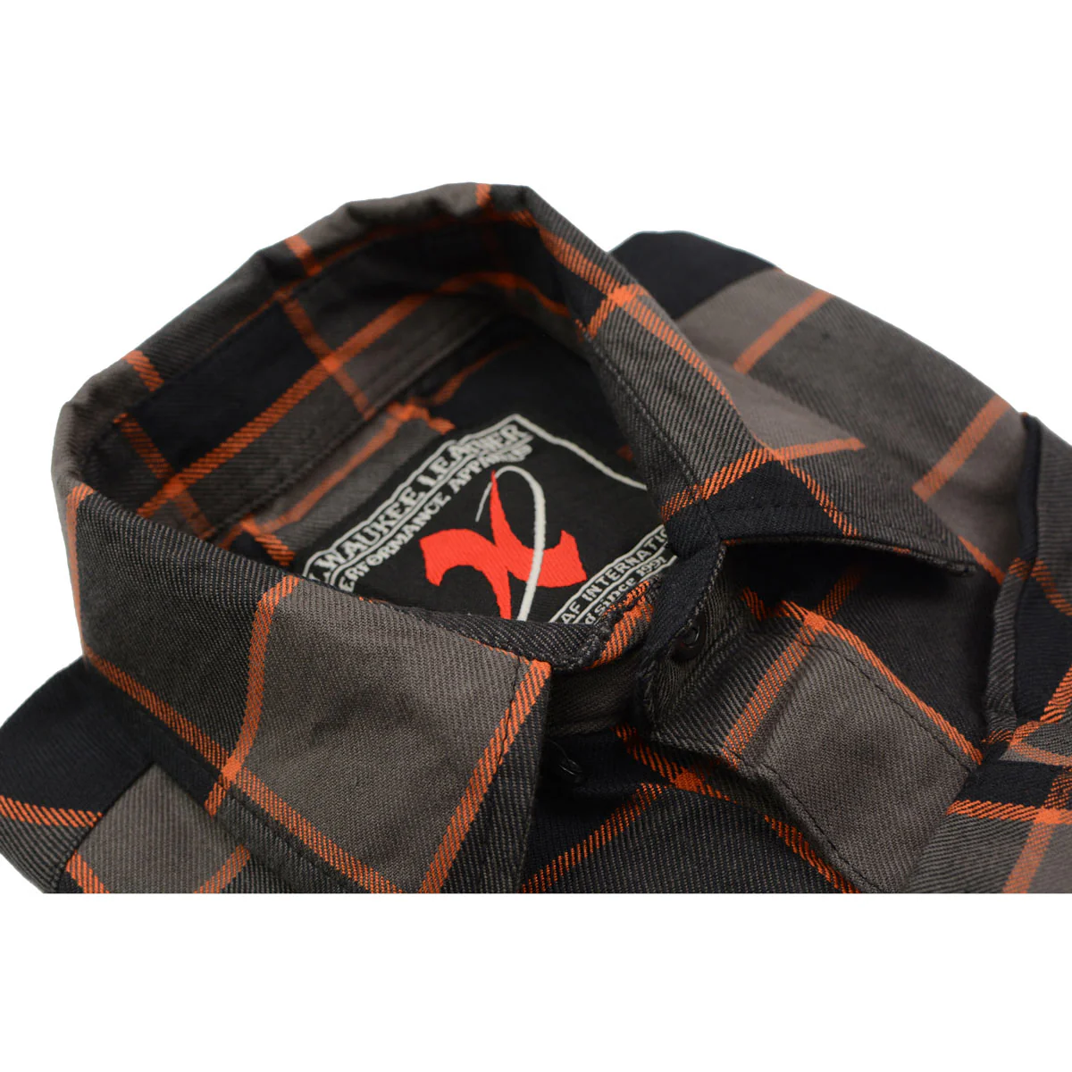 Milwaukee Leather MNG11648 Men's Grey with Brown and Orange Long Sleeve Cotton Flannel Shirt 10 Milwaukee Leather MNG11648 Men's Grey with Brown and Orange Long Sleeve Cotton Flannel Shirt