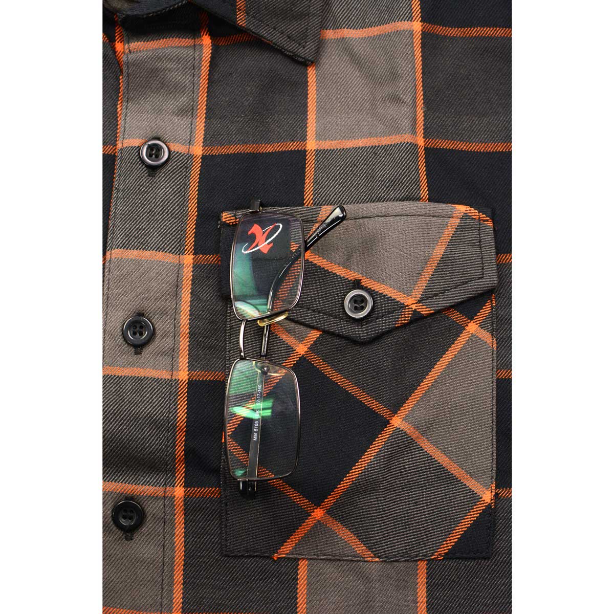 Milwaukee Leather MNG11648 Men's Grey with Brown and Orange Long Sleeve Cotton Flannel Shirt 12 Milwaukee Leather MNG11648 Men's Grey with Brown and Orange Long Sleeve Cotton Flannel Shirt