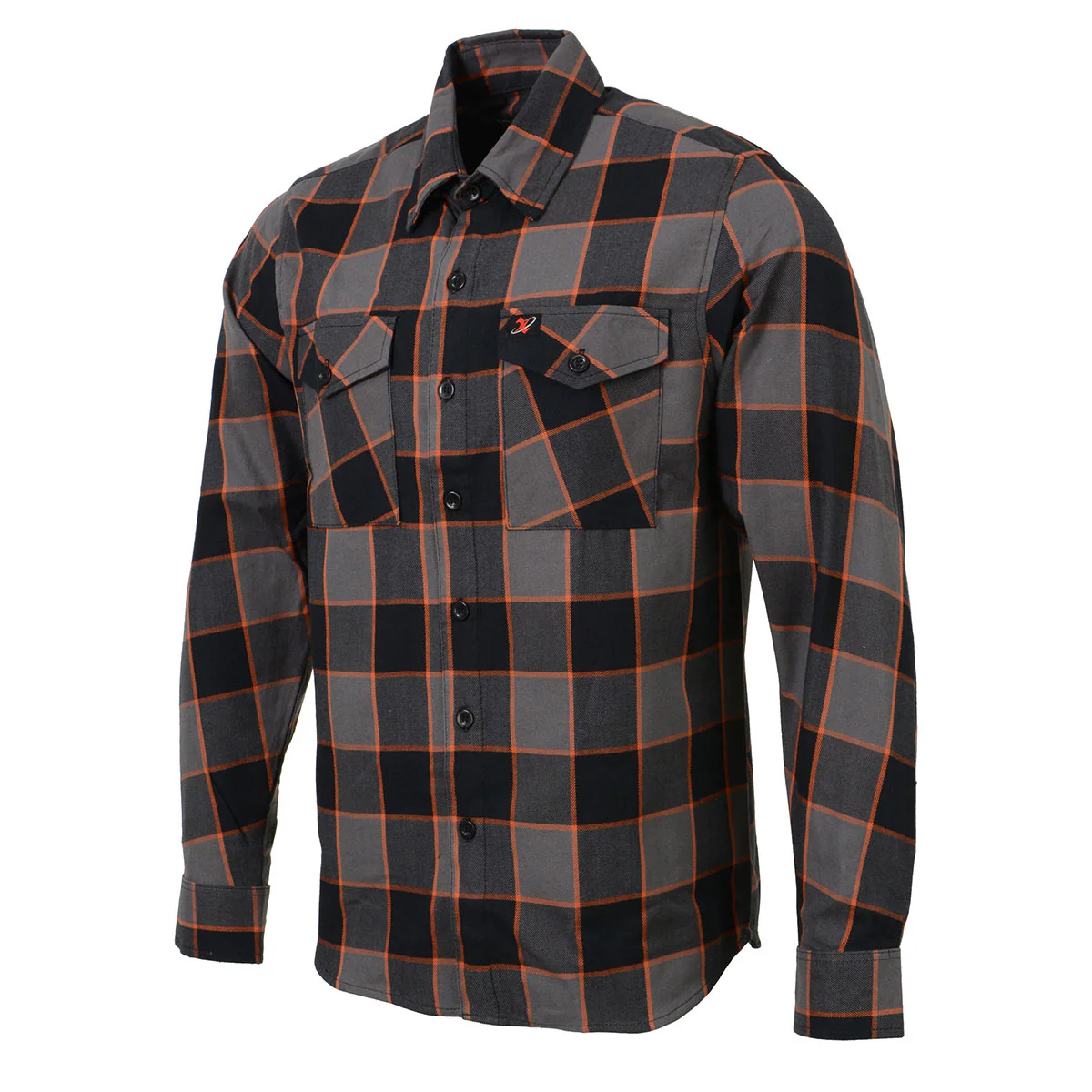 Milwaukee Leather MNG11648 Men's Grey with Brown and Orange Long Sleeve Cotton Flannel Shirt 8 Milwaukee Leather MNG11648 Men's Grey with Brown and Orange Long Sleeve Cotton Flannel Shirt