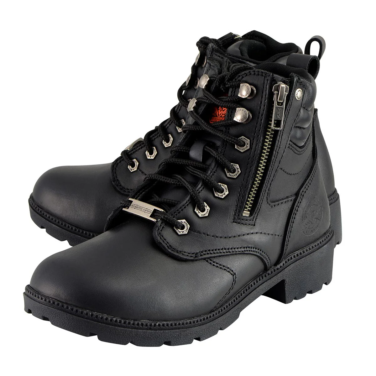 Milwaukee Leather MBL9320W Women's Black Premium Leather Wide-Width Lace-Up Motorcycle Rider Boots 4 Milwaukee Leather MBL9320W Women's Black Premium Leather Wide-Width Lace-Up Motorcycle Rider Boots