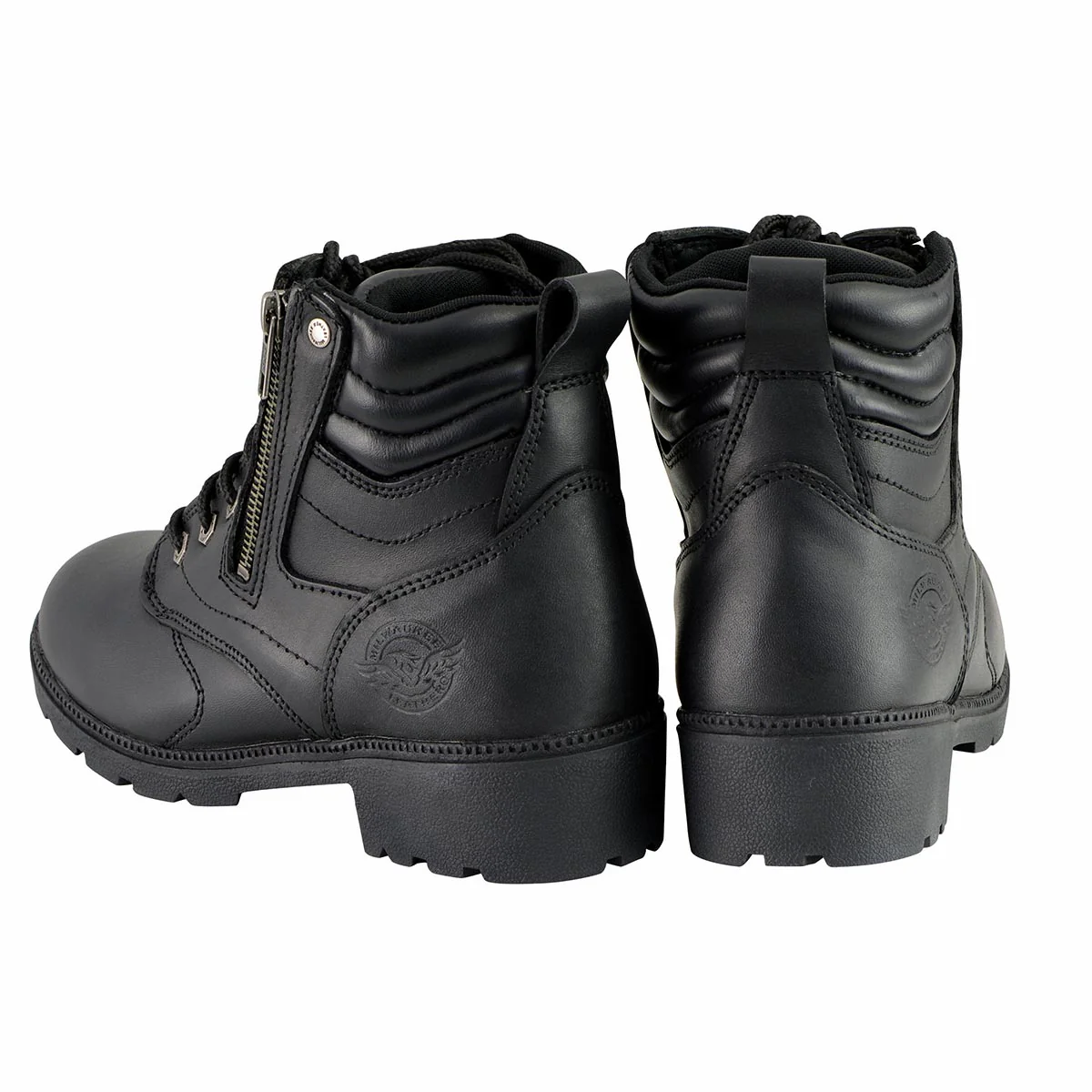Milwaukee Leather MBL9320W Women's Black Premium Leather Wide-Width Lace-Up Motorcycle Rider Boots 6 Milwaukee Leather MBL9320W Women's Black Premium Leather Wide-Width Lace-Up Motorcycle Rider Boots