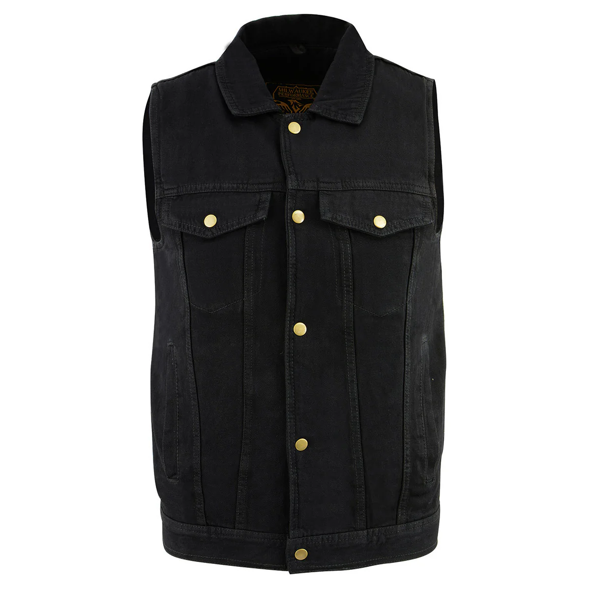 Milwaukee Leather DM1331 Men's Black Denim Motorcycle Biker Riders Vest w/ Shirt Style Collar 7 Milwaukee Leather DM1331 Men's Black Denim Motorcycle Biker Riders Vest w/ Shirt Style Collar