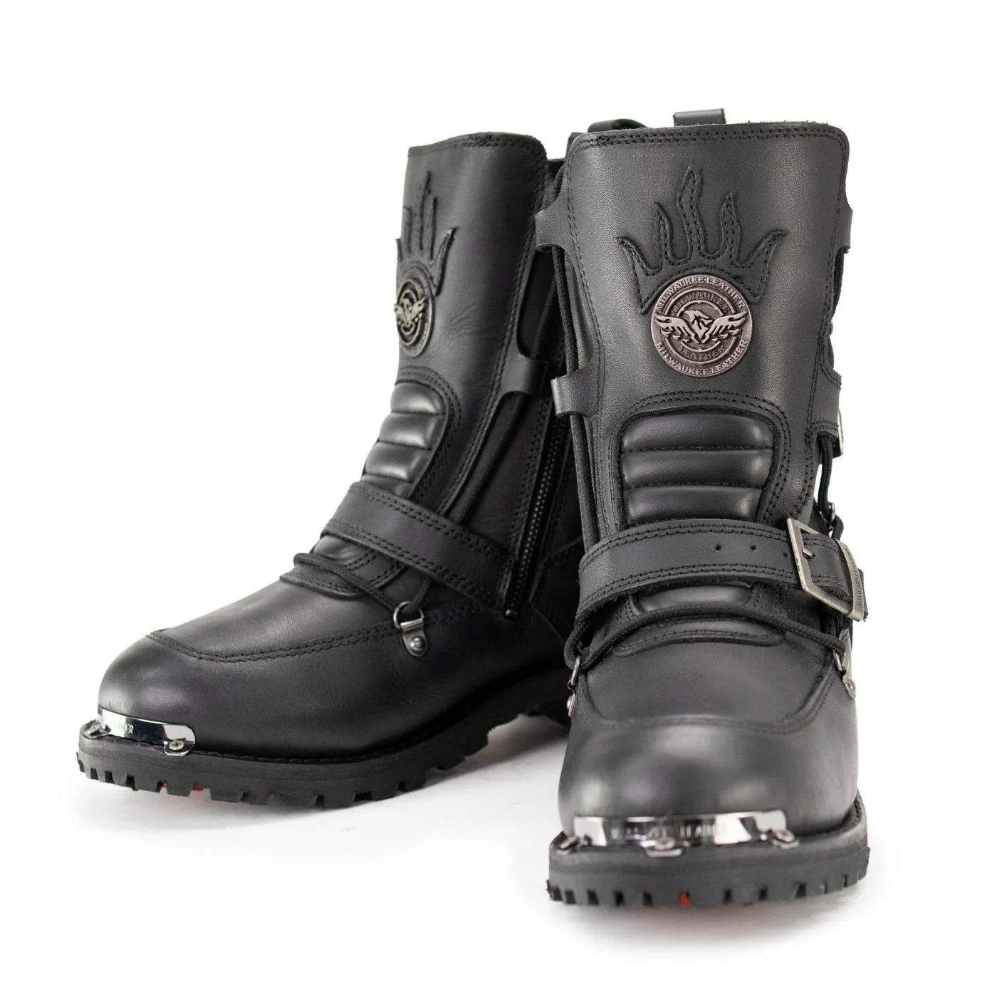 Milwaukee Leather MBM9076 Men’s Black Tactical Logger Leather Boots with Buckle Enhancement 3 Milwaukee Leather MBM9076 Men’s Black Tactical Logger Leather Boots with Buckle Enhancement