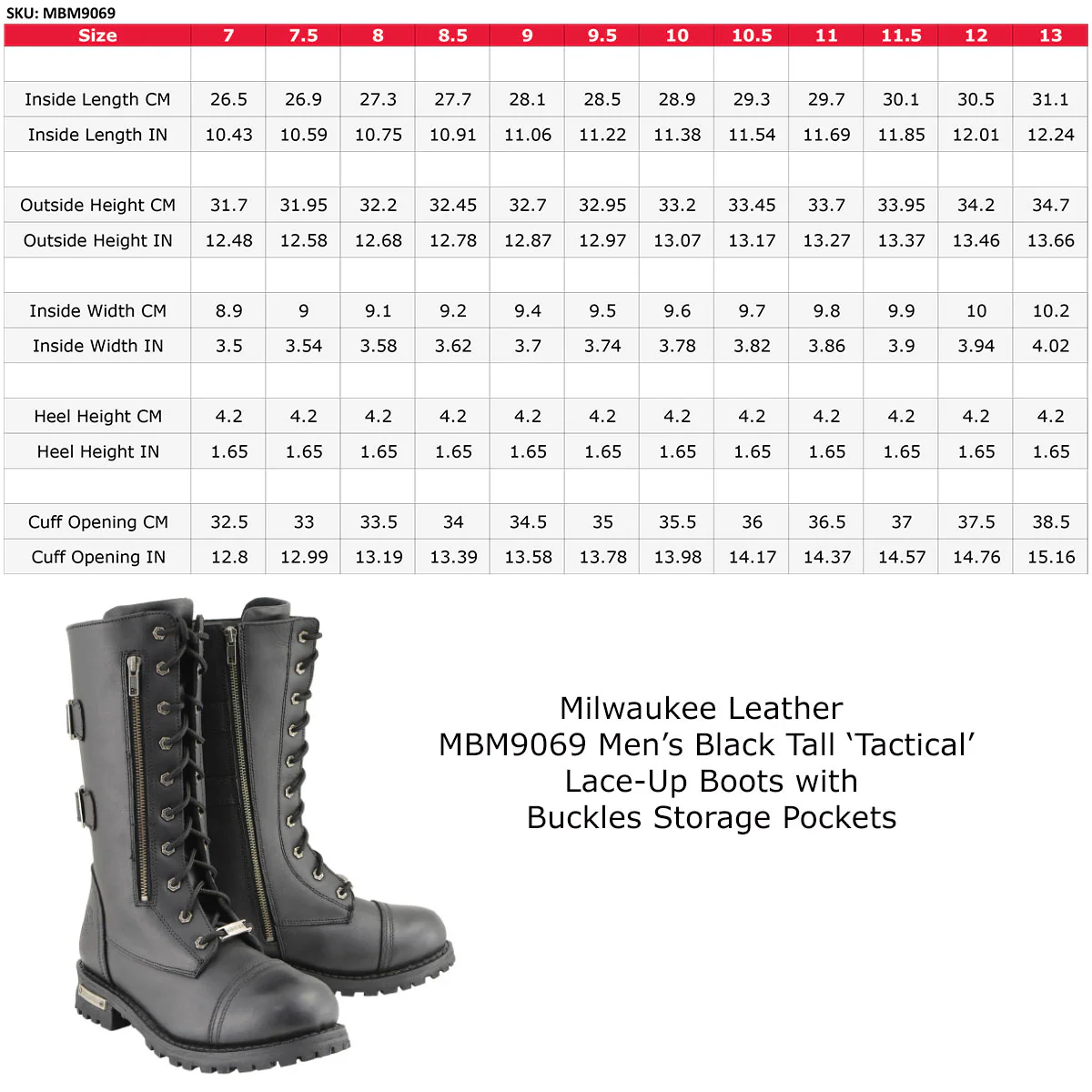 Milwaukee Leather Men’s 13-Inch-Tall Tactical Black Lace-Up Leather Boots Zipper w/ Storage Pocket MBM9069 3 Milwaukee Leather Men’s 13-Inch-Tall Tactical Black Lace-Up Leather Boots Zipper w/ Storage Pocket MBM9069