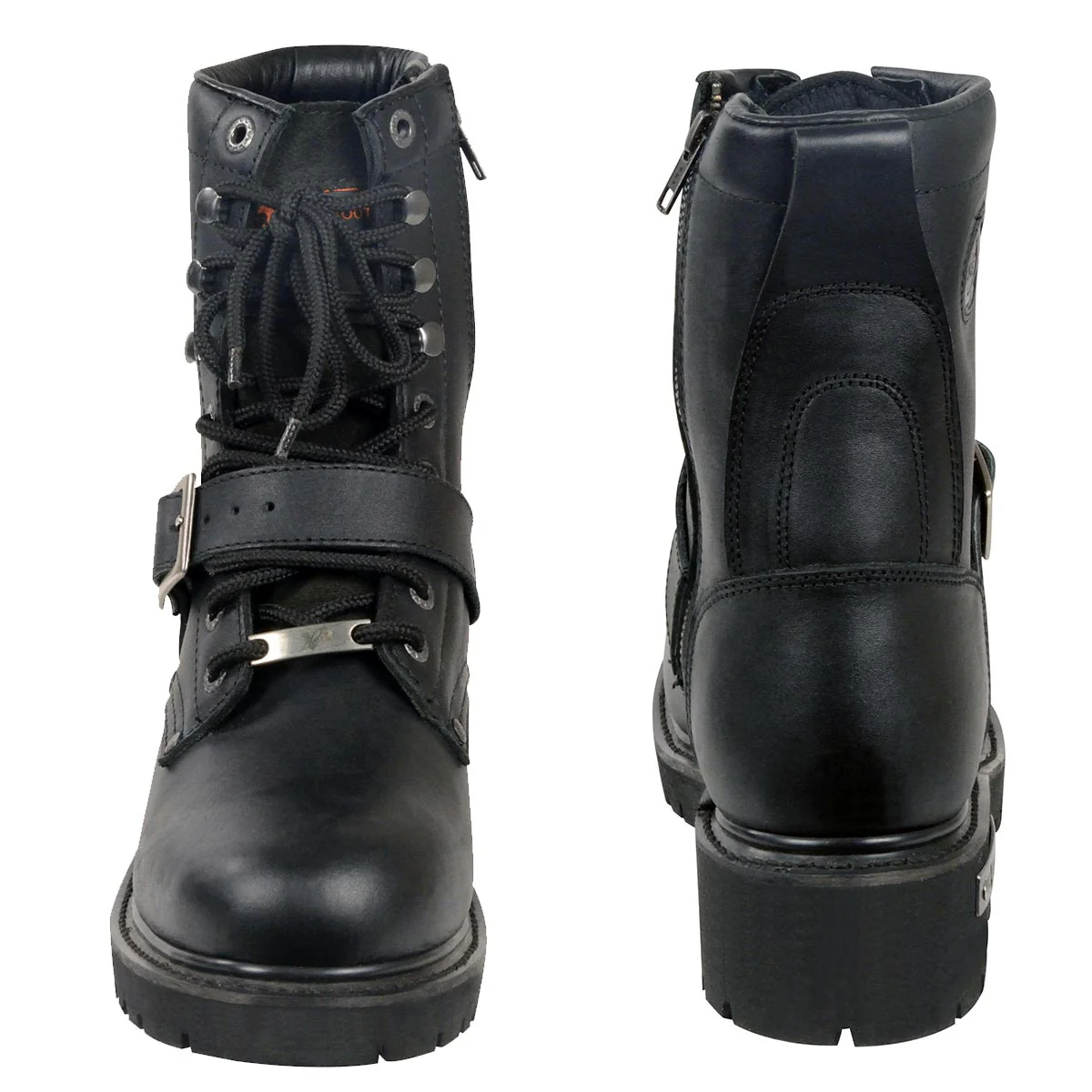 Milwaukee Leather Men's Black Leather Lace-Up Engineer Motorcycle Boots w/ Buckles and Side Zipper MBM101 11 Milwaukee Leather Men's Black Leather Lace-Up Engineer Motorcycle Boots w/ Buckles and Side Zipper MBM101