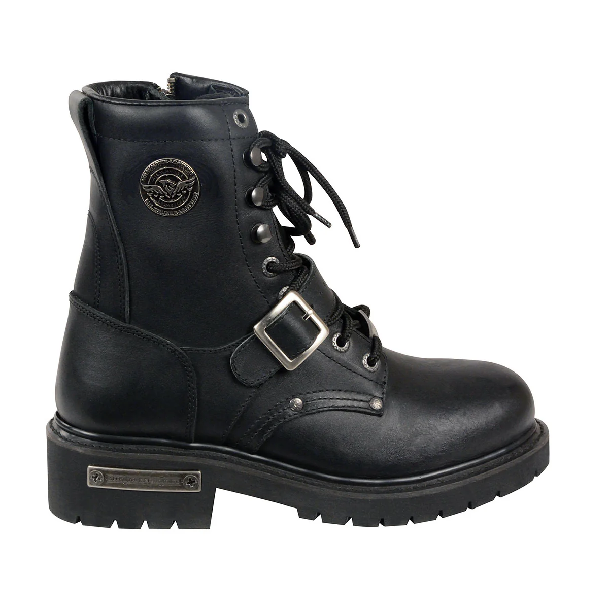 Milwaukee Leather Men's Black Leather Lace-Up Engineer Motorcycle Boots w/ Buckles and Side Zipper MBM101 13 Milwaukee Leather Men's Black Leather Lace-Up Engineer Motorcycle Boots w/ Buckles and Side Zipper MBM101