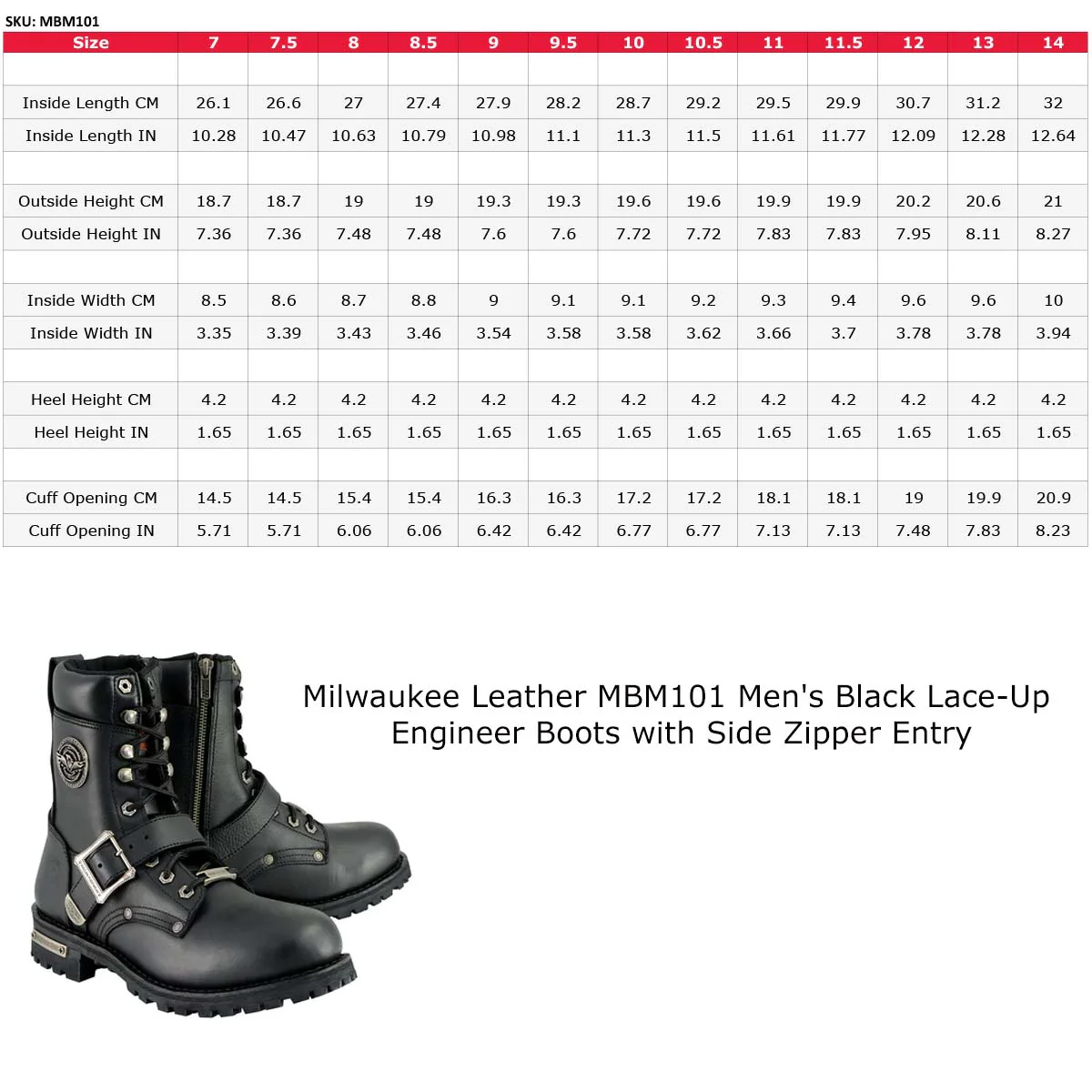 Milwaukee Leather Men's Black Leather Lace-Up Engineer Motorcycle Boots w/ Buckles and Side Zipper MBM101 3 Milwaukee Leather Men's Black Leather Lace-Up Engineer Motorcycle Boots w/ Buckles and Side Zipper MBM101
