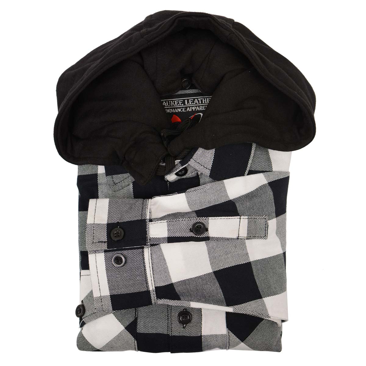 Milwaukee Leather MNG11629 Men's Long Sleeve Flannel Black and White Cotton Button Down Shirt w/ Hoodie 5 Milwaukee Leather MNG11629 Men's Long Sleeve Flannel Black and White Cotton Button Down Shirt w/ Hoodie