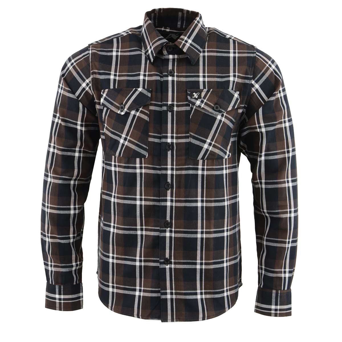 Milwaukee Leather MNG11643 Men's Flannel Plaid Brown Black and White Long Sleeve Cotton Button Down Shirt 4 Milwaukee Leather MNG11643 Men's Flannel Plaid Brown Black and White Long Sleeve Cotton Button Down Shirt