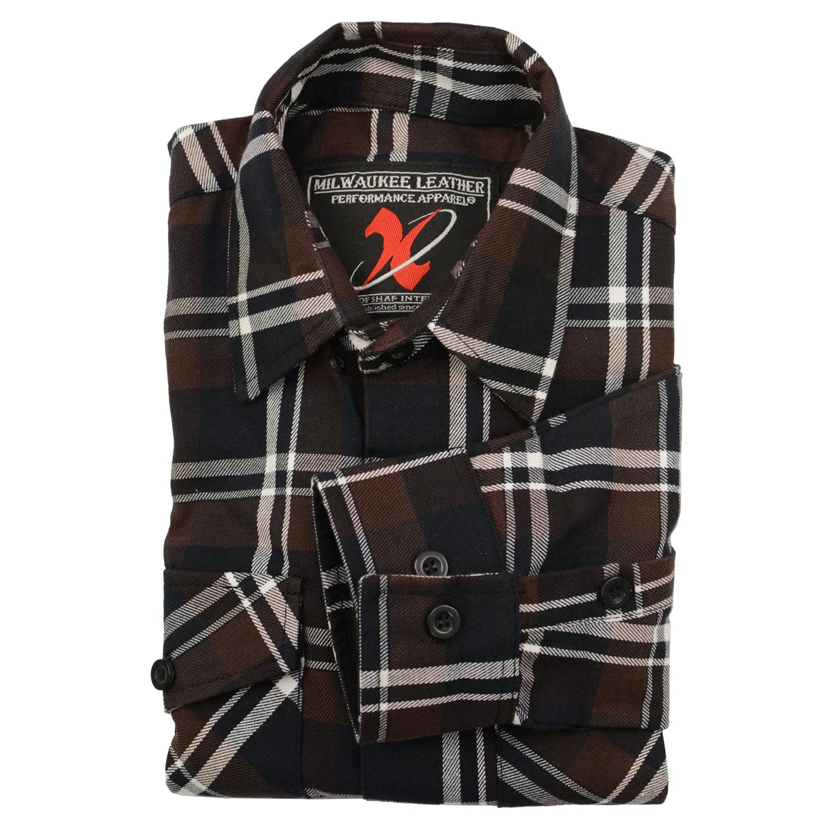 Milwaukee Leather MNG11643 Men's Flannel Plaid Brown Black and White Long Sleeve Cotton Button Down Shirt 6 Milwaukee Leather MNG11643 Men's Flannel Plaid Brown Black and White Long Sleeve Cotton Button Down Shirt