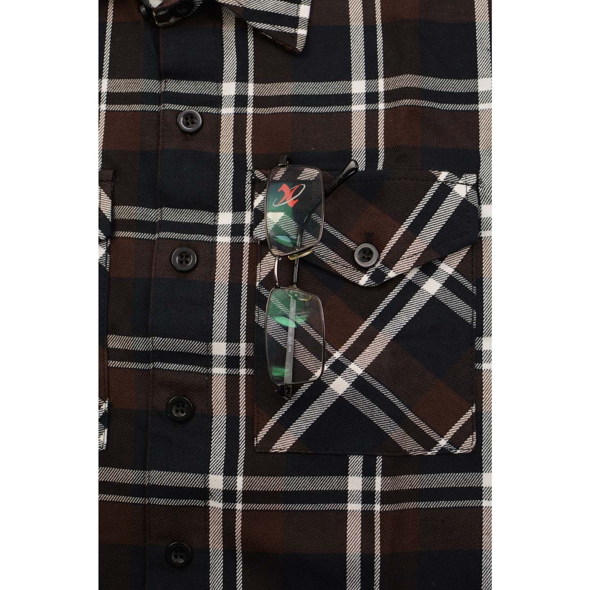 Milwaukee Leather MNG11643 Men's Flannel Plaid Brown Black and White Long Sleeve Cotton Button Down Shirt 9 Milwaukee Leather MNG11643 Men's Flannel Plaid Brown Black and White Long Sleeve Cotton Button Down Shirt
