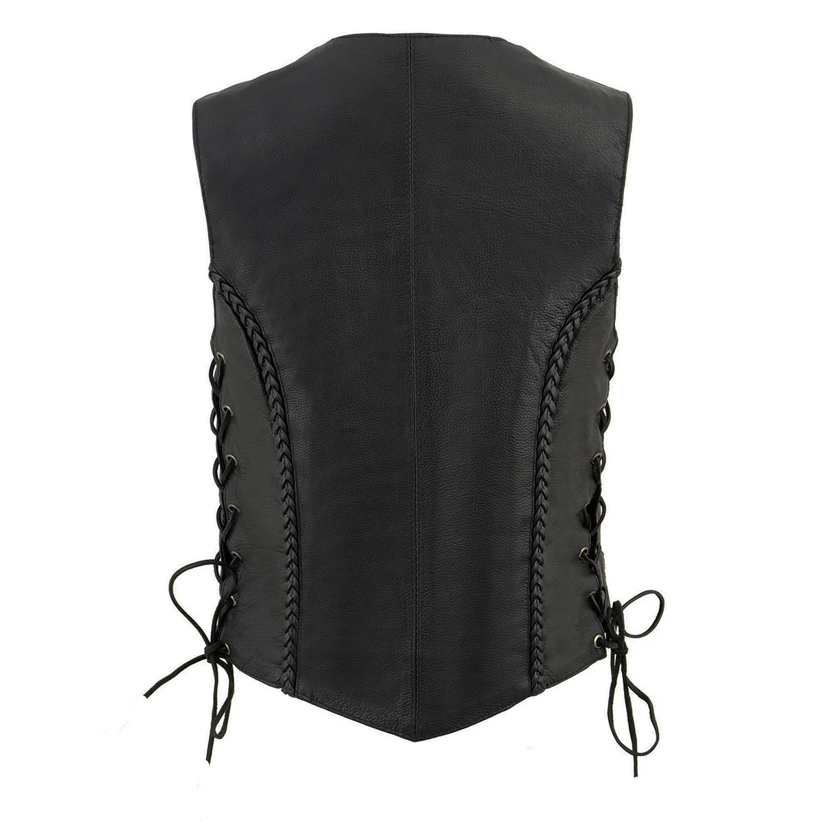 Milwaukee Leather ML1255 Women's Black Braided Premium Leather Side Lace Motorcycle Rider Vest 2 Milwaukee Leather ML1255 Women's Black Braided Premium Leather Side Lace Motorcycle Rider Vest