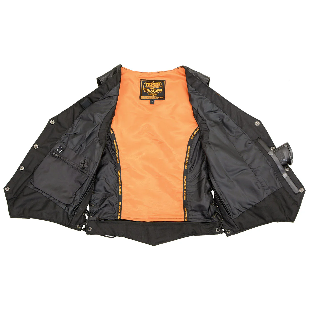 Milwaukee Leather ML1255 Women's Black Braided Premium Leather Side Lace Motorcycle Rider Vest 5 Milwaukee Leather ML1255 Women's Black Braided Premium Leather Side Lace Motorcycle Rider Vest