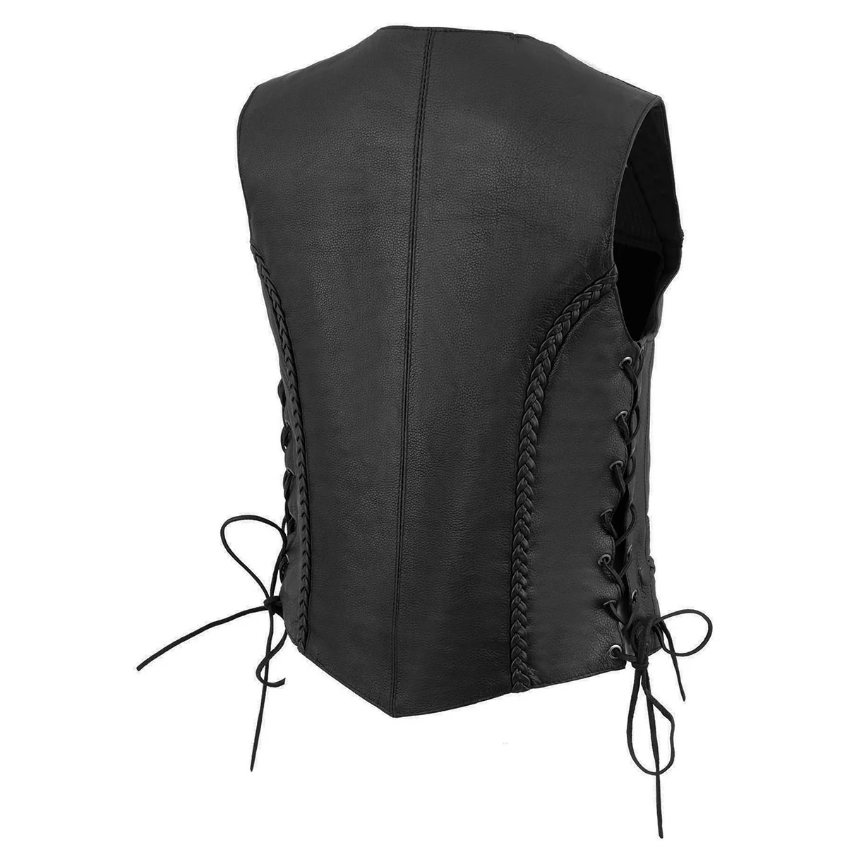 Milwaukee Leather ML1255 Women's Black Braided Premium Leather Side Lace Motorcycle Rider Vest 7 Milwaukee Leather ML1255 Women's Black Braided Premium Leather Side Lace Motorcycle Rider Vest