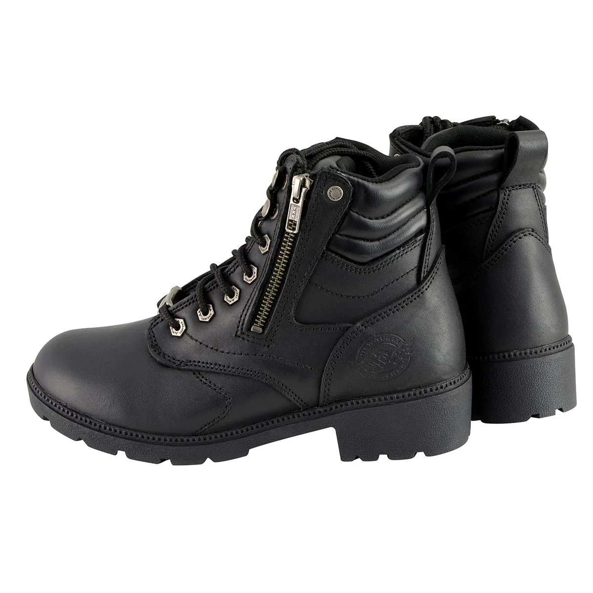 Milwaukee Leather MBL9320 Women's Premium Black Leather Lace-Up Motorycle Riding Boots with Side Zipper 5 Milwaukee Leather MBL9320 Women's Premium Black Leather Lace-Up Motorycle Riding Boots with Side Zipper