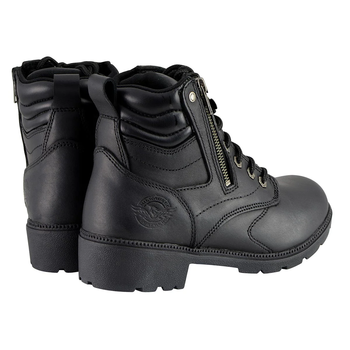 Milwaukee Leather MBL9320 Women's Premium Black Leather Lace-Up Motorycle Riding Boots with Side Zipper 7 Milwaukee Leather MBL9320 Women's Premium Black Leather Lace-Up Motorycle Riding Boots with Side Zipper