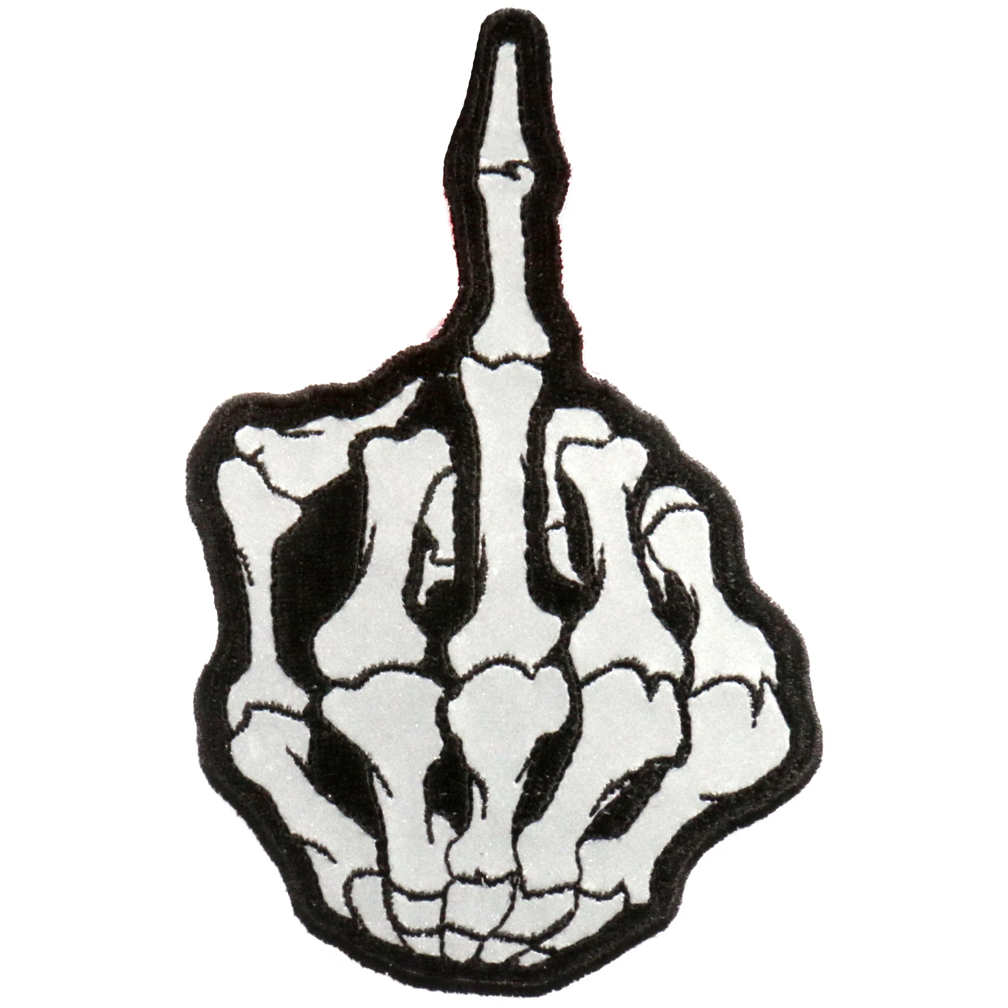 Hot Leathers PPB1013 Skeleton Middle Finger Reflective 3" x 5" Patch 1 Hot Leathers PPB1013 Skeleton Middle Finger Reflective 3" x 5" Patch
