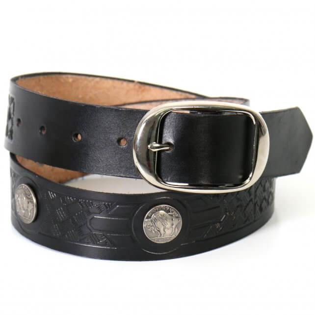 Hot Leathers BLE1008 Buffalo Nickel Black Leather Belt 1 Hot Leathers BLE1008 Buffalo Nickel Black Leather Belt