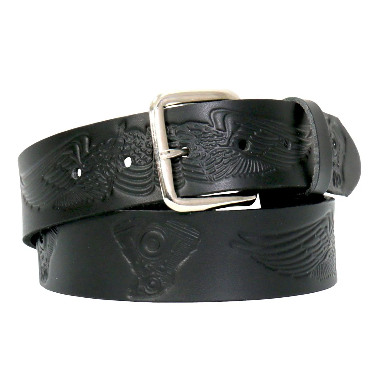Hot Leathers BLA1126 Wings and Motors Embossed Leather Belt 1 Hot Leathers BLA1126 Wings and Motors Embossed Leather Belt