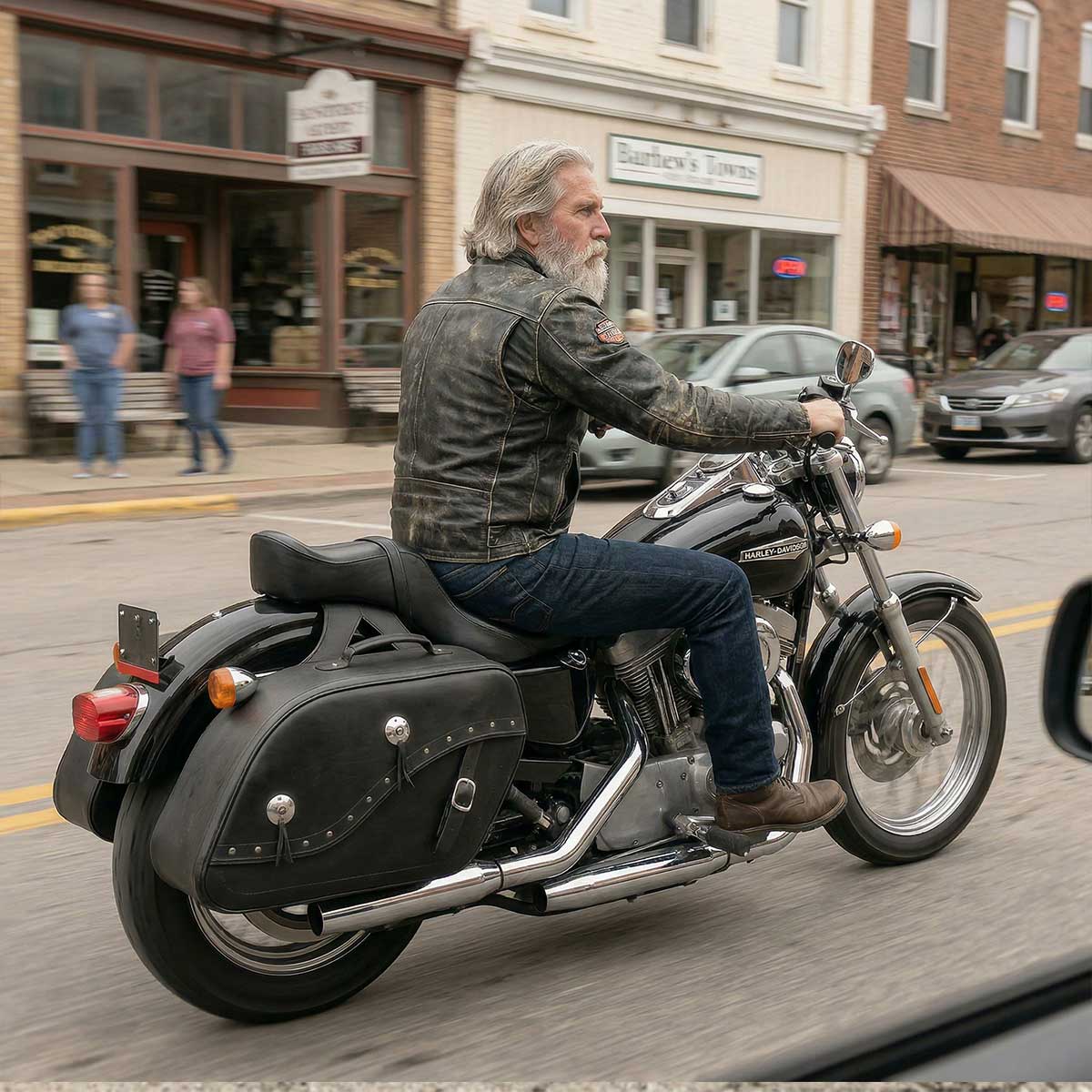 Milwaukee Leather MP8300 Black PVC Large Cruiser Style Riveted Throw Over Saddlebags 5 Milwaukee Leather MP8300 Black PVC Large Cruiser Style Riveted Throw Over Saddlebags