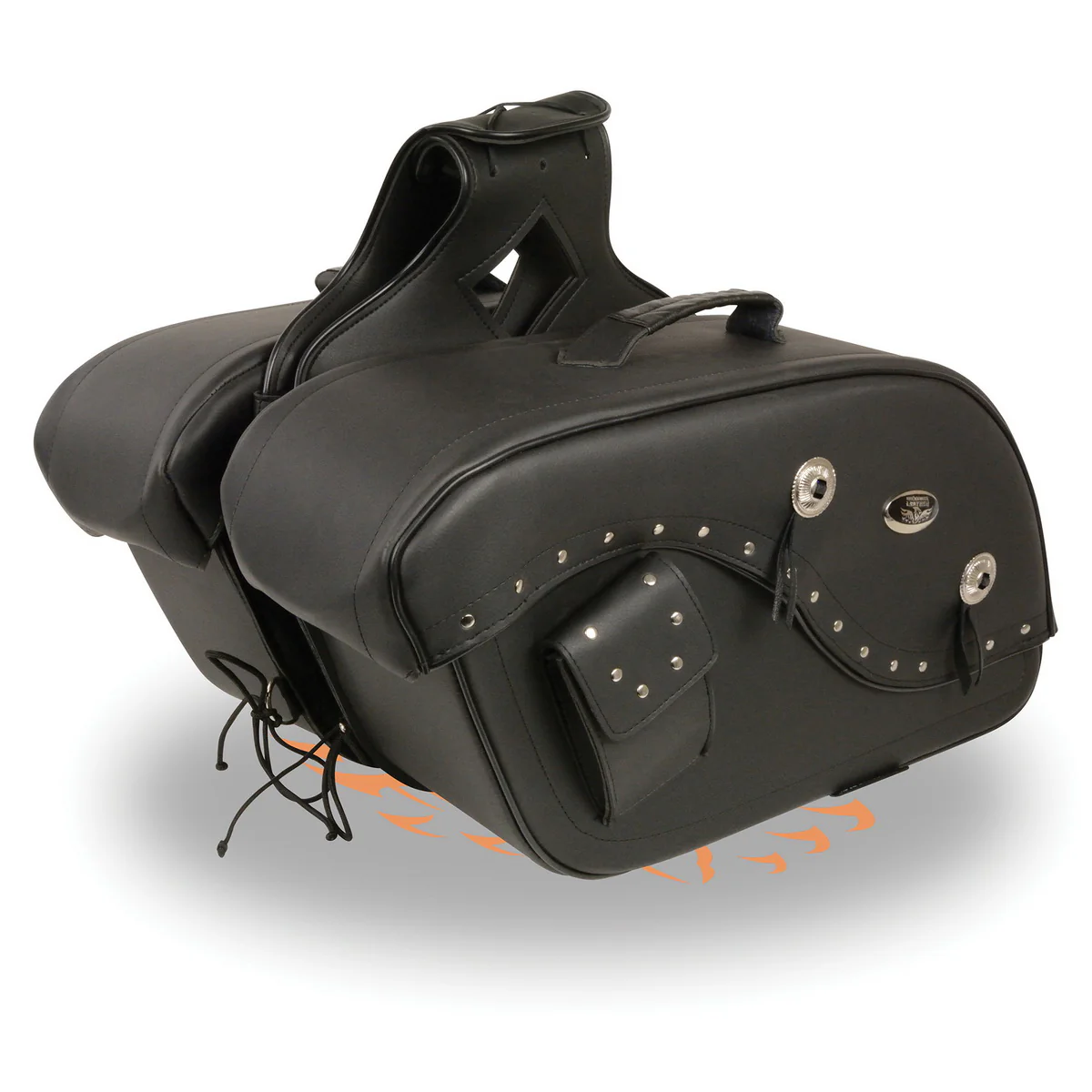 Milwaukee Leather MP8300 Black PVC Large Cruiser Style Riveted Throw Over Saddlebags 7 Milwaukee Leather MP8300 Black PVC Large Cruiser Style Riveted Throw Over Saddlebags