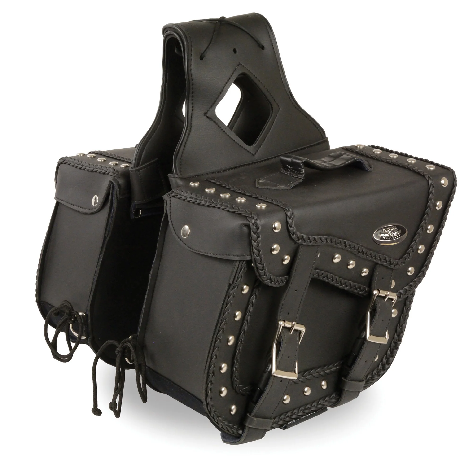 Milwaukee Leather SH66301ZB Black PVC Medium Braided Zip Off Throw Over Saddlebags 3 Milwaukee Leather SH66301ZB Black PVC Medium Braided Zip Off Throw Over Saddlebags