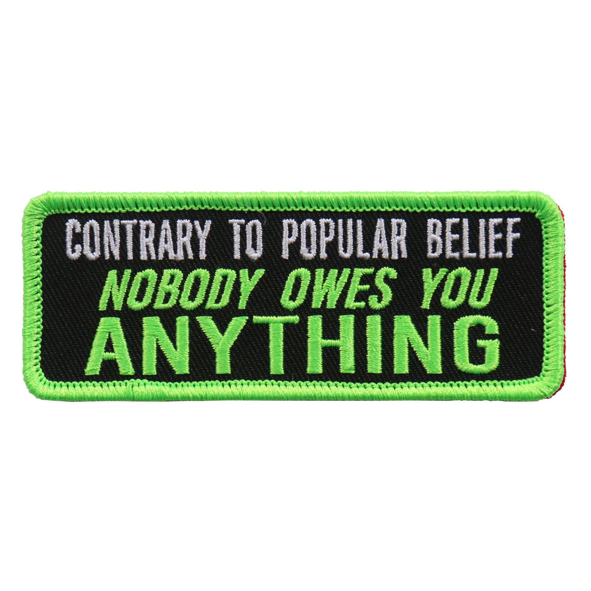 Hot Leathers PPL9612 Contrary To Popular Belief 4"x1" Patch 1 Hot Leathers PPL9612 Contrary To Popular Belief 4"x1" Patch