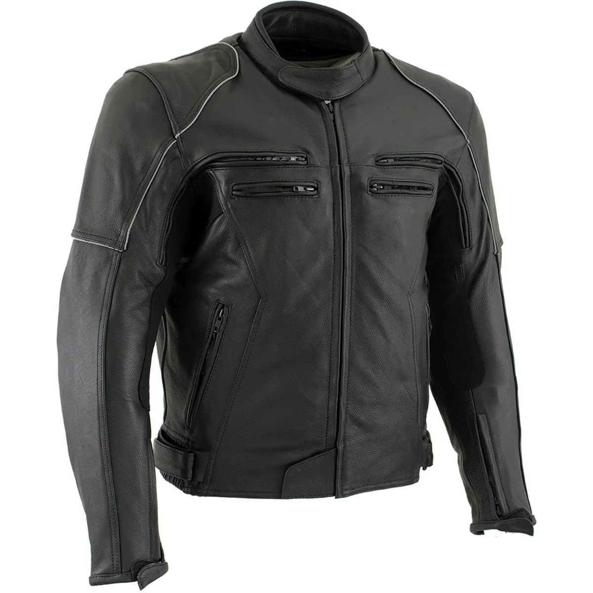 Milwaukee Leather LKM17013 Men's Premium Black Advanced Leather Motorcycle Jacket w/ CE Armor Protection