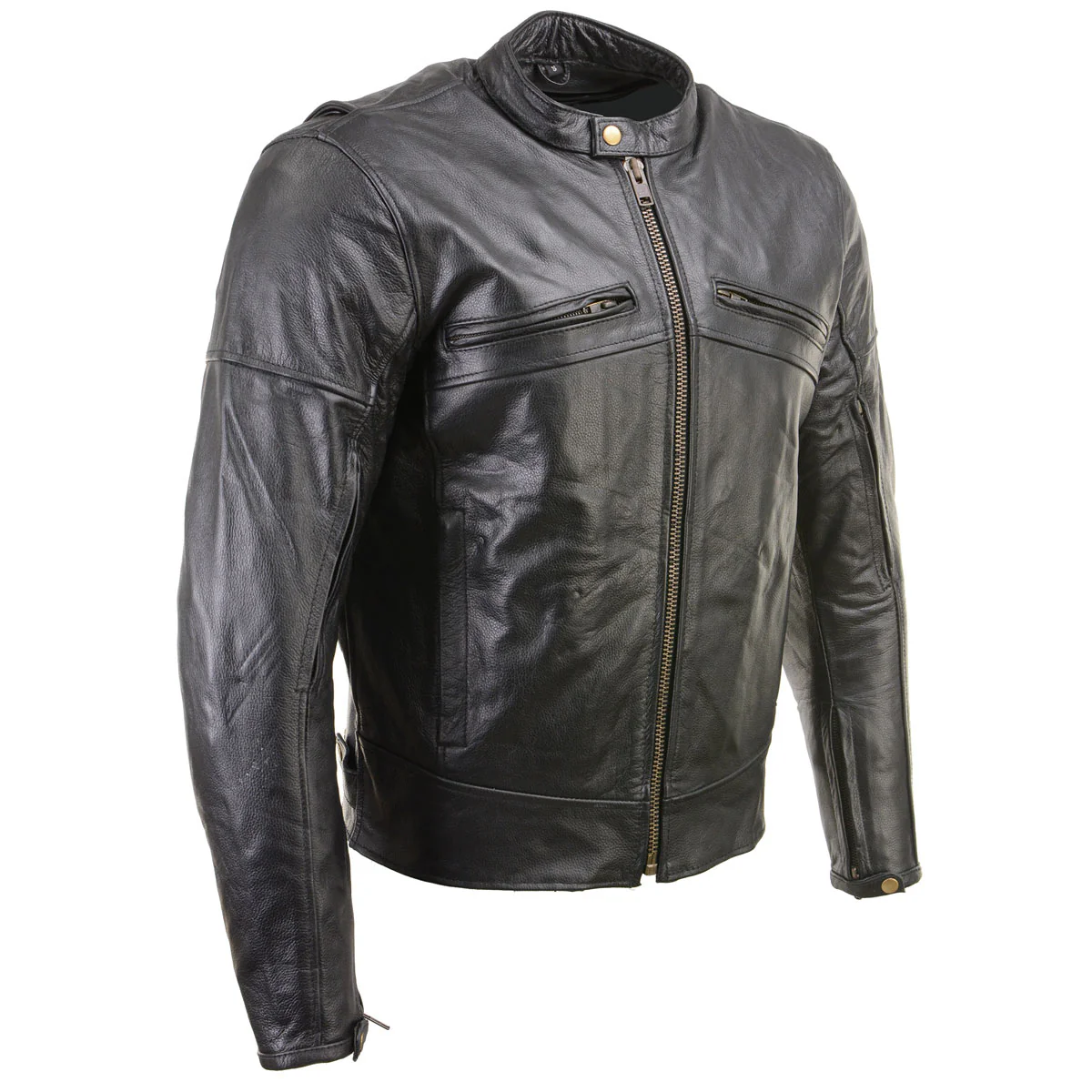 Milwaukee Leather Men's 'The Racer' Premium Black Leather Vented Racer Style Motorcycle Biker Jacket w/ CE Armor - LKM17015 1 Milwaukee Leather Men's 'The Racer' Premium Black Leather Vented Racer Style Motorcycle Biker Jacket w/ CE Armor - LKM17015