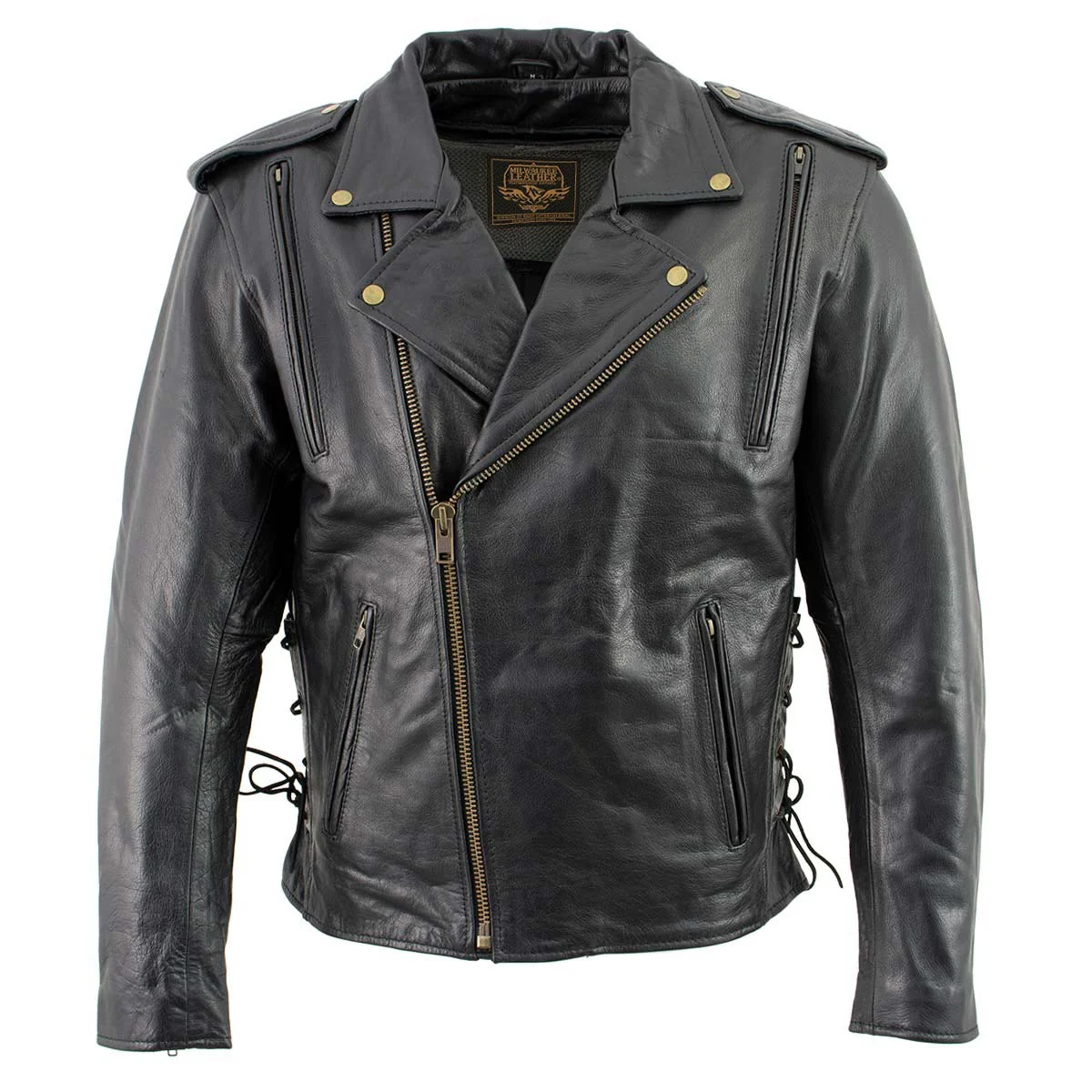 Milwaukee Leather LKM17004 Men's Classic Premium Black Vented Motorcycle Leather Biker Riders Jacket 7 Milwaukee Leather LKM17004 Men's Classic Premium Black Vented Motorcycle Leather Biker Riders Jacket