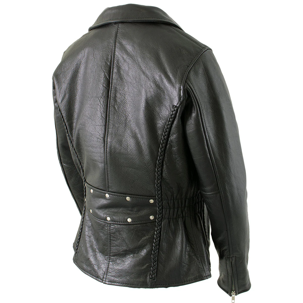 Milwaukee Leather LKL27001 Women's Classic Braided Premium Black Leather Fitted Motorycle Riders Biker Jacket 7 Milwaukee Leather LKL27001 Women's Classic Braided Premium Black Leather Fitted Motorycle Riders Biker Jacket