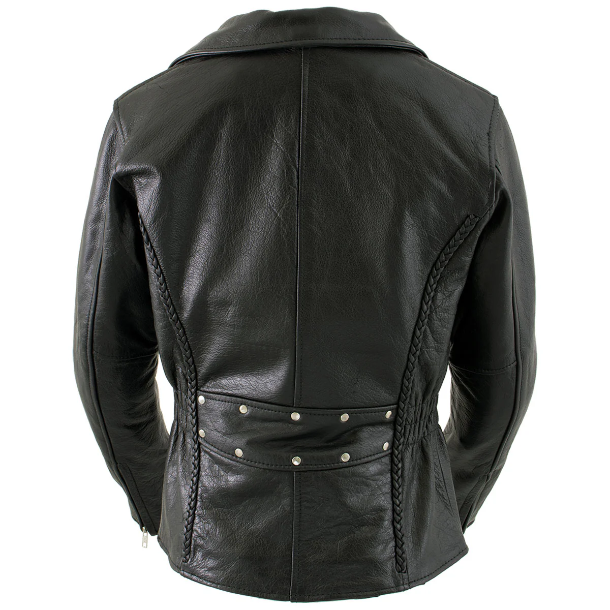 Milwaukee Leather LKL27001 Women's Classic Braided Premium Black Leather Fitted Motorycle Riders Biker Jacket 8 Milwaukee Leather LKL27001 Women's Classic Braided Premium Black Leather Fitted Motorycle Riders Biker Jacket