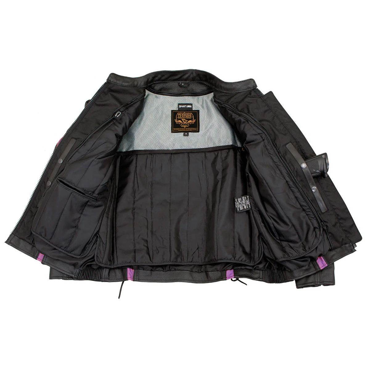 Milwaukee Leather LKL27002 Women's Premium Black and Purple Leather Embroidered Jacket with CE Armor Protection 4 Milwaukee Leather LKL27002 Women's Premium Black and Purple Leather Embroidered Jacket with CE Armor Protection