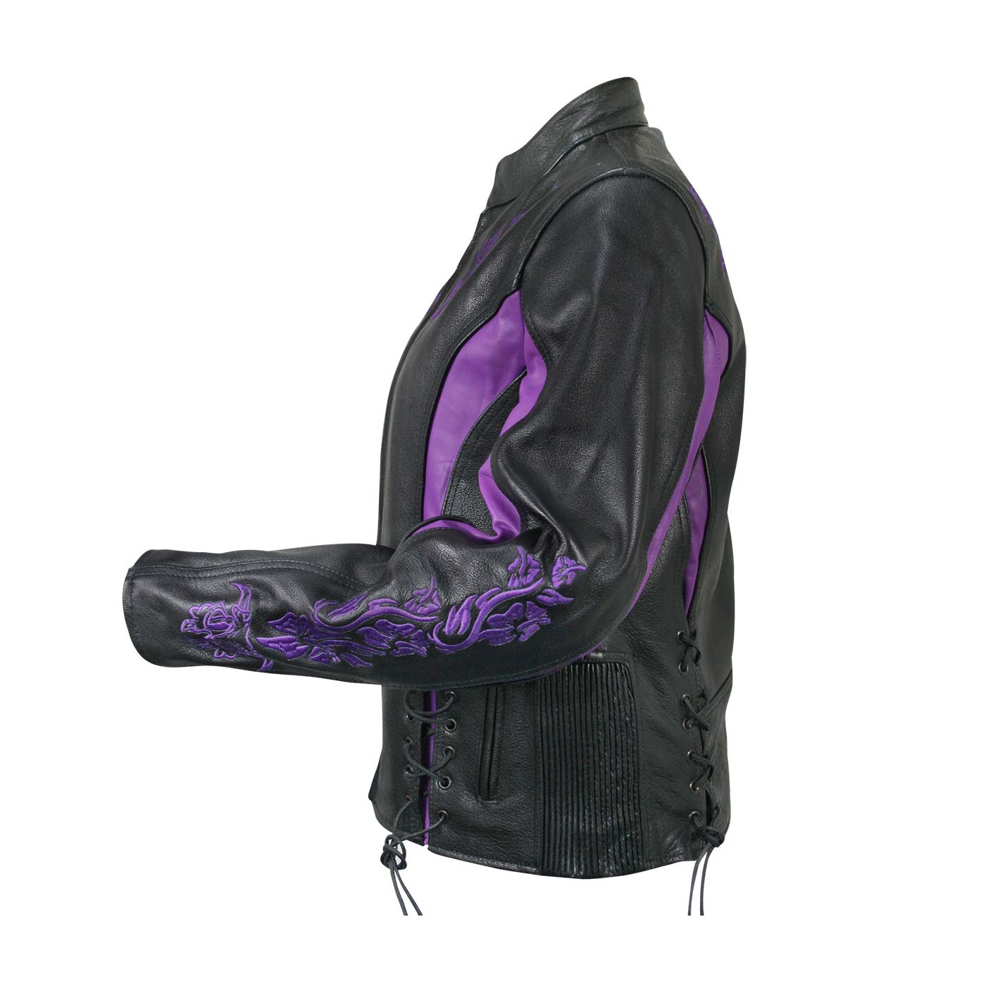 Milwaukee Leather LKL27002 Women's Premium Black and Purple Leather Embroidered Jacket with CE Armor Protection 5 Milwaukee Leather LKL27002 Women's Premium Black and Purple Leather Embroidered Jacket with CE Armor Protection