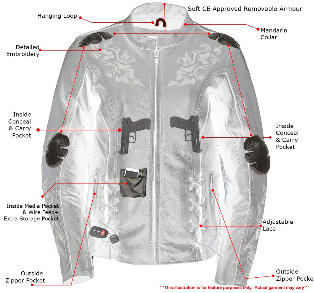 Milwaukee Leather LKL27002 Women's Premium Black and Purple Leather Embroidered Jacket with CE Armor Protection 7 Milwaukee Leather LKL27002 Women's Premium Black and Purple Leather Embroidered Jacket with CE Armor Protection