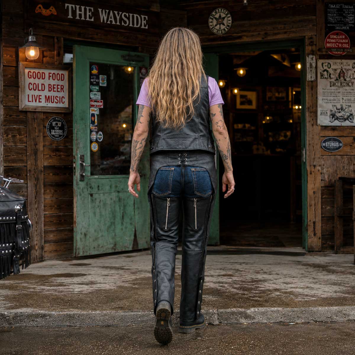 Milwaukee Leather LKL6707 Women's Black Premium Leather Dual Comfort Motorcycle Rider Chaps 14 Milwaukee Leather LKL6707 Women's Black Premium Leather Dual Comfort Motorcycle Rider Chaps