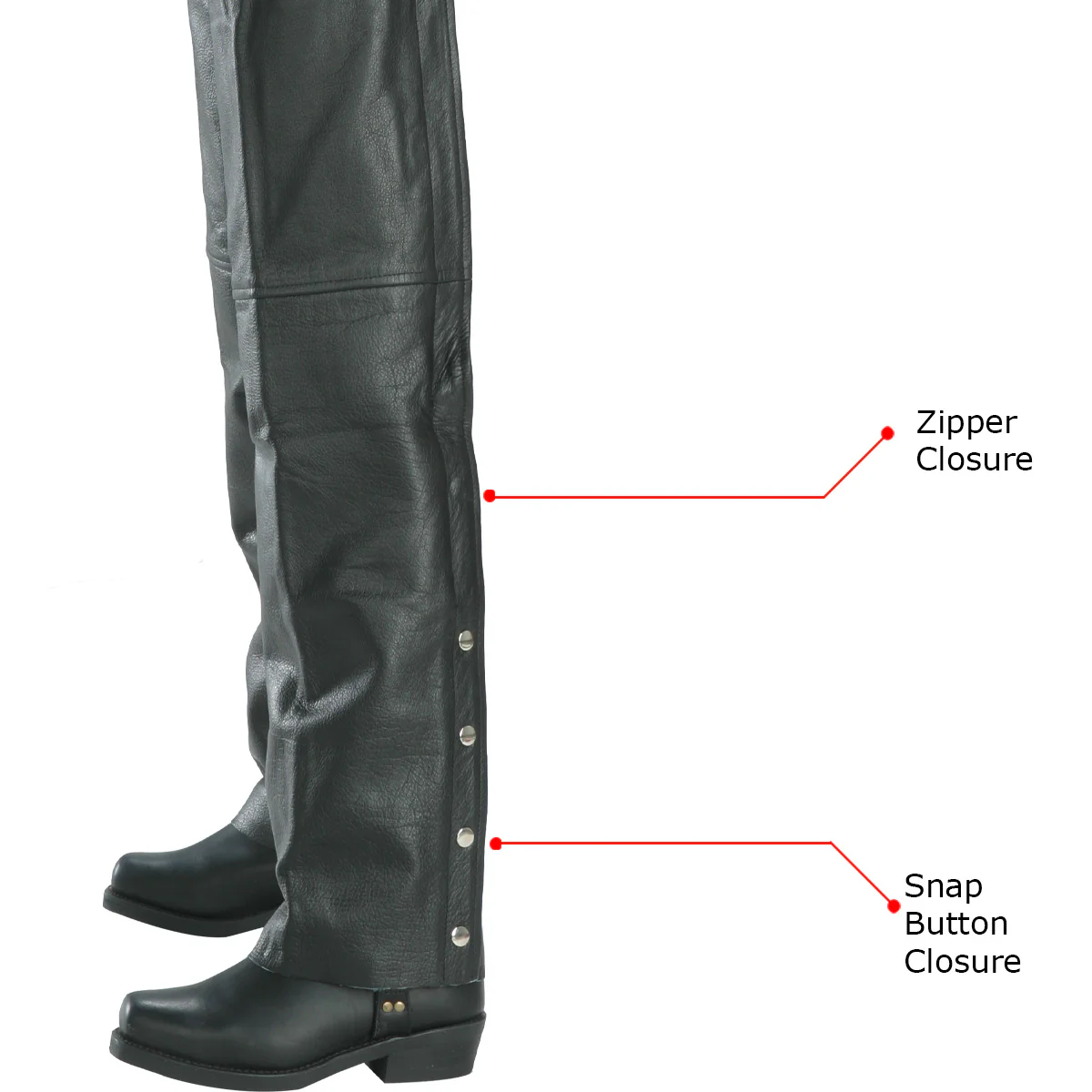 Milwaukee Leather LKL6707 Women's Black Premium Leather Dual Comfort Motorcycle Rider Chaps 5 Milwaukee Leather LKL6707 Women's Black Premium Leather Dual Comfort Motorcycle Rider Chaps